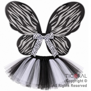 SET ALAS MARIPOSA Y POLLERA DISE�O DE CEBRA